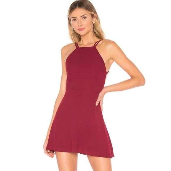 Revolve About Us Sidney Mini Dress in Burgandy NWT Size Small - Picture 1 of 3